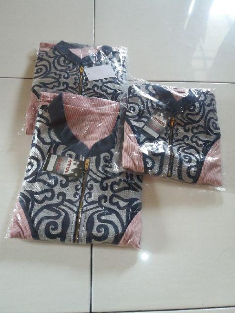 Koko Couple Ayah Anak Navy Merah Muda Batik