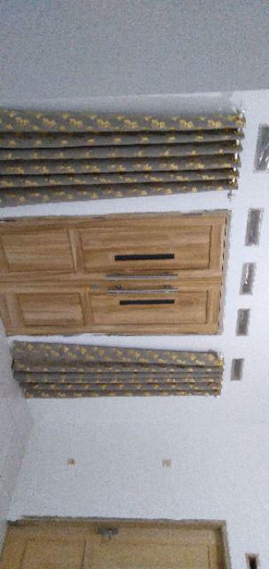 Gorden Jendela Blackout Print Emas Coklat 12 Semockring Silver 6 Gelembung Jende Pintu
