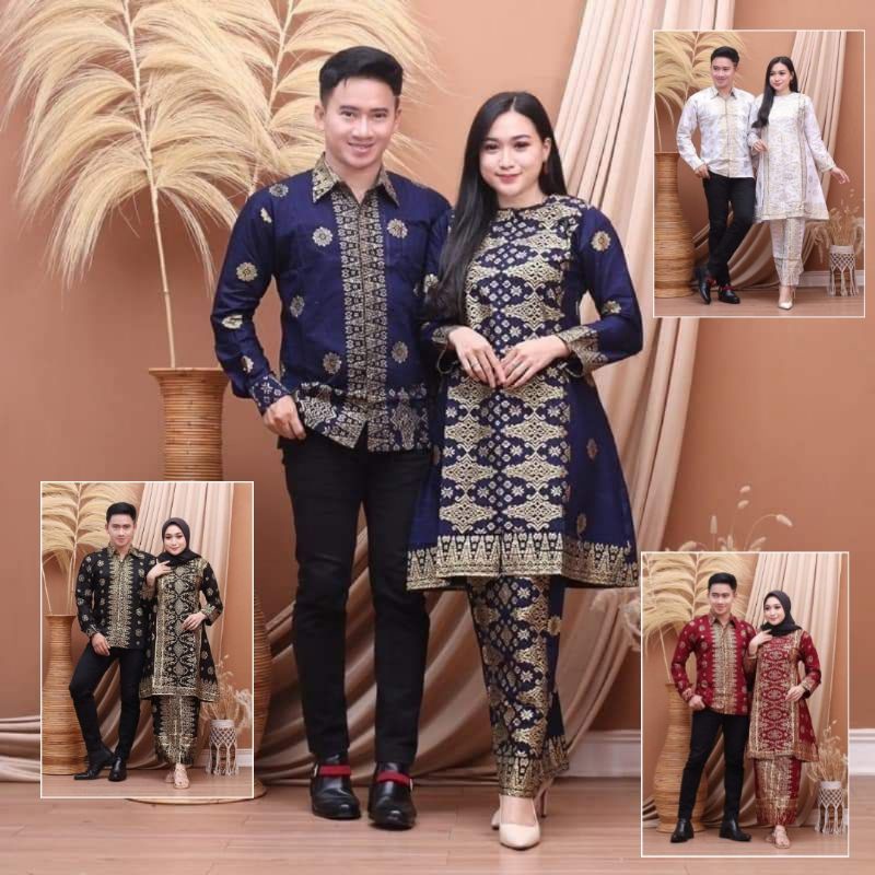 SET COUPLE TENUN PALEMBANG / COUPLE BATIK SETELAN TUNIK / SET BATIK TENUN COUPLE MURAH / SONGKET PAL