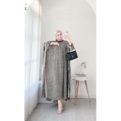 BISA COD // GAMIS KAFTAN JUMBO BUSUI MATT RAYON POLKA SAMYA