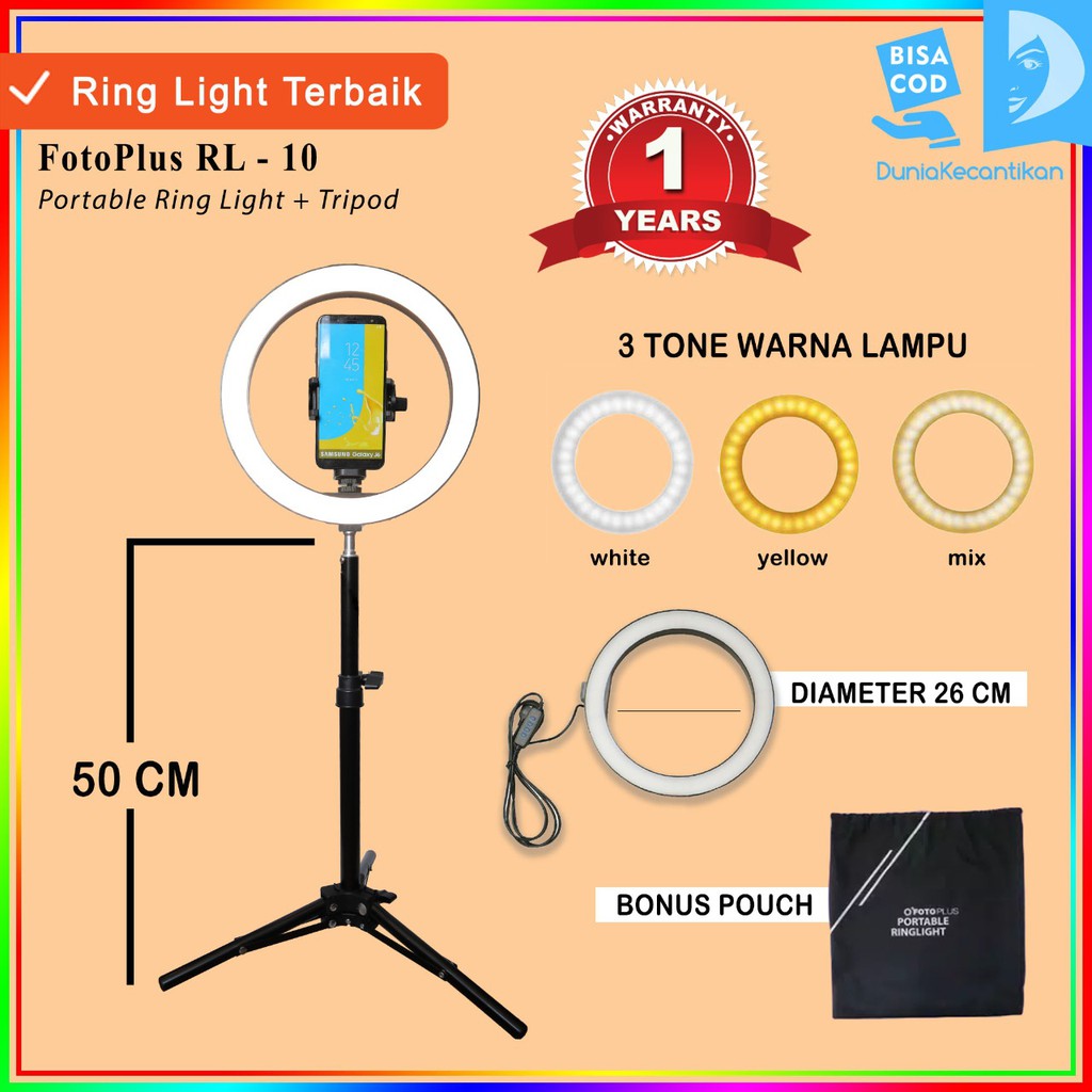 Ring Light RL10&quot; Basic Fotoplus BiColor | RingLight | Ring Light Selfie Lampu Bundar Bulat