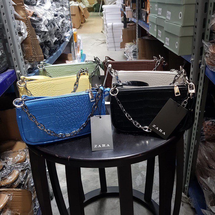 Tas Retro Rantai Zara Croco Shoulder Bag Impor 6560
