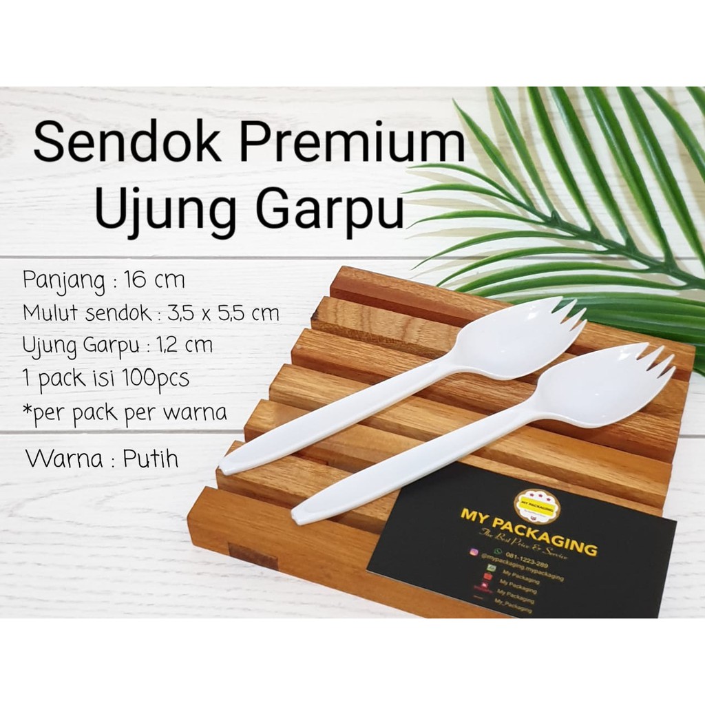 NEW !!! Sendok Plastik Ujung Garpu PREMIUM 100pcs