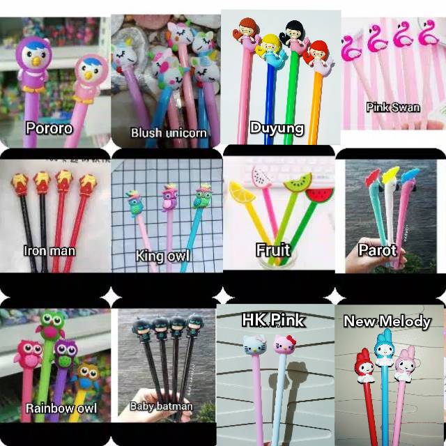 

Pulpen Pen Pena Bolpen Bolpoin Gel karakter lucu bagus murah ( MOHON MAAF BANGET KAKA , UNTUK KHUSUS PRODUK INI WAJIB MINIMAL BELANJA PERUNIT 15RIBU YA KAKA JIKALAU TIDAK,MAKA TERPAKSA KAMI CANCEL ) HAPPY SHOPPING ! TERIMA KASIH ;)