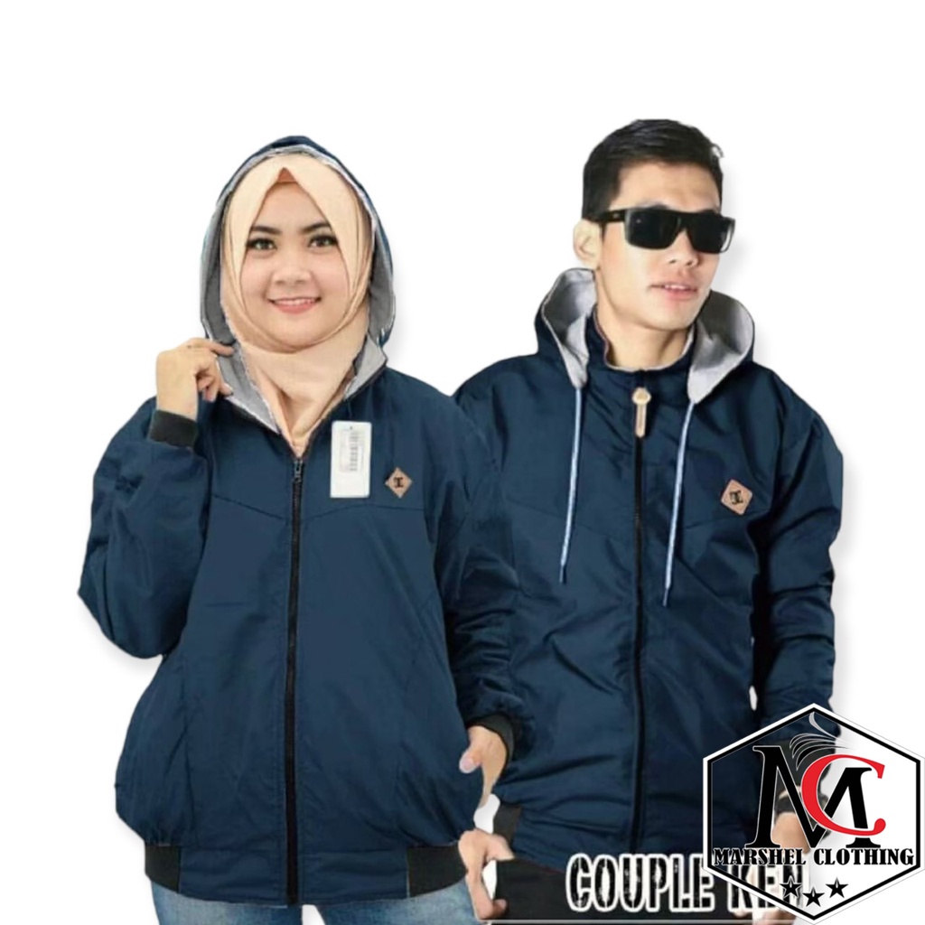 RCL - JAKET COUPLE BB PARASUT BOLAK BALIK 2 in 1 MAROON HITAM / JAKET PASANGAN / NAVY ABU GOLD MERAH