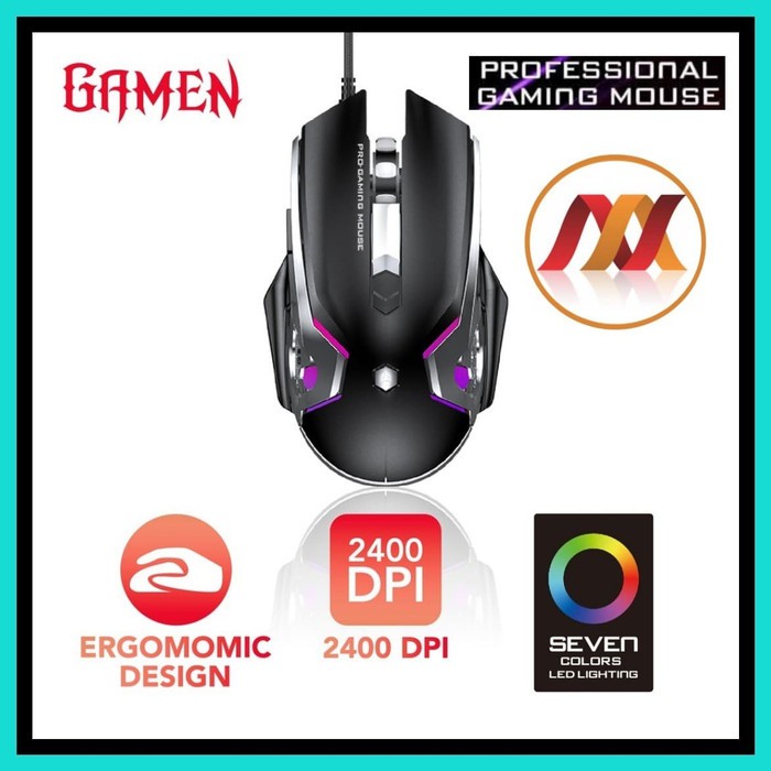 NA - Mouse Gaming GAMEN Wired 7 Led RGB Optical Mouse 3200 DPI M1200