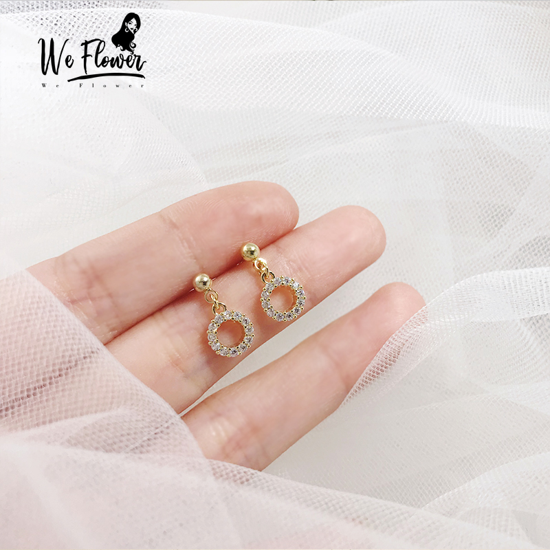 We Flower Anting Tusuk Bentuk Lingkaran Geometris Bahan Zirkon Untuk Wanita