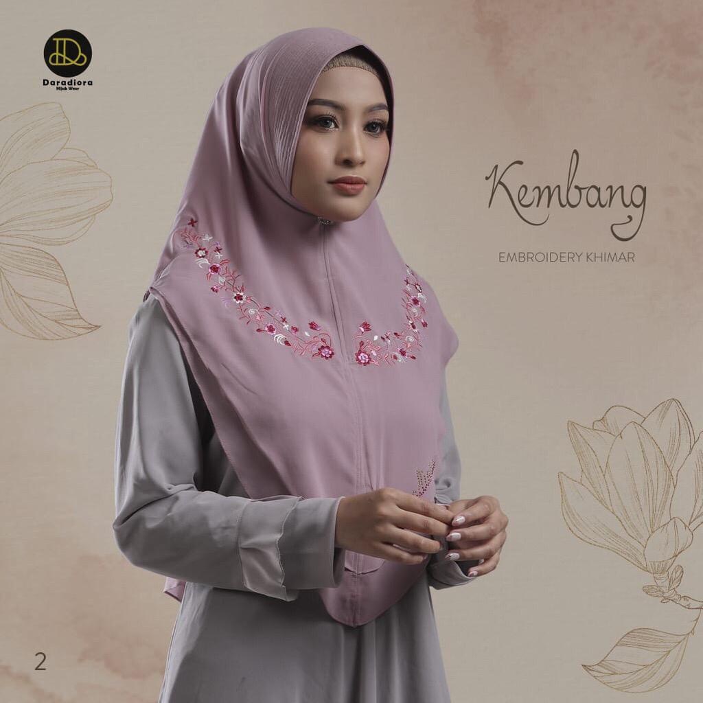 Jilbab Instan Khimar Mini Kembang Embroidery Bordir Ori Daradiora-UNGU CANTIK