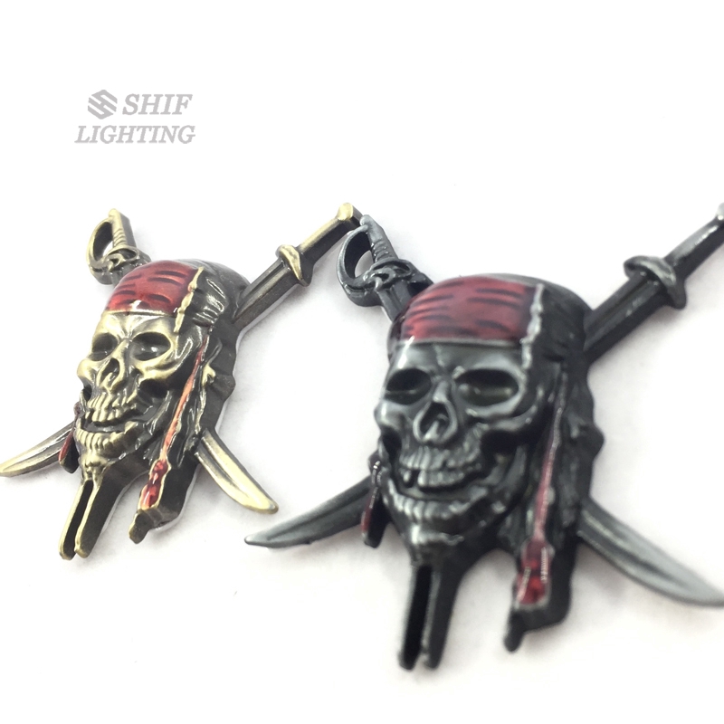 1 x Metal New Cool Skull Pirates of the Caribbean Decorative Logo Emblem Sticker Badge Decal Gift