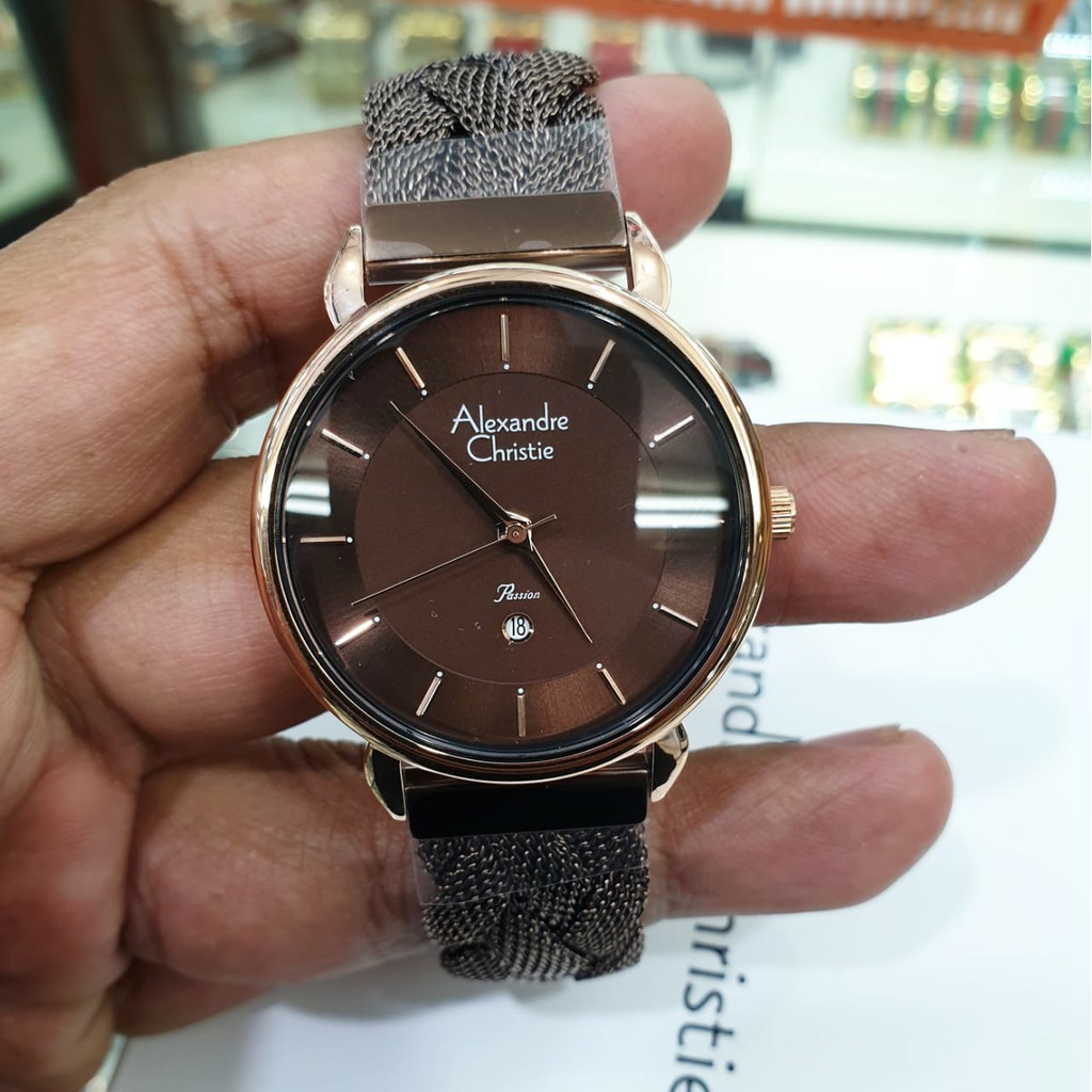 AC alexandre Christie AC 2857  wanita original Stainless steel coklat rose gold