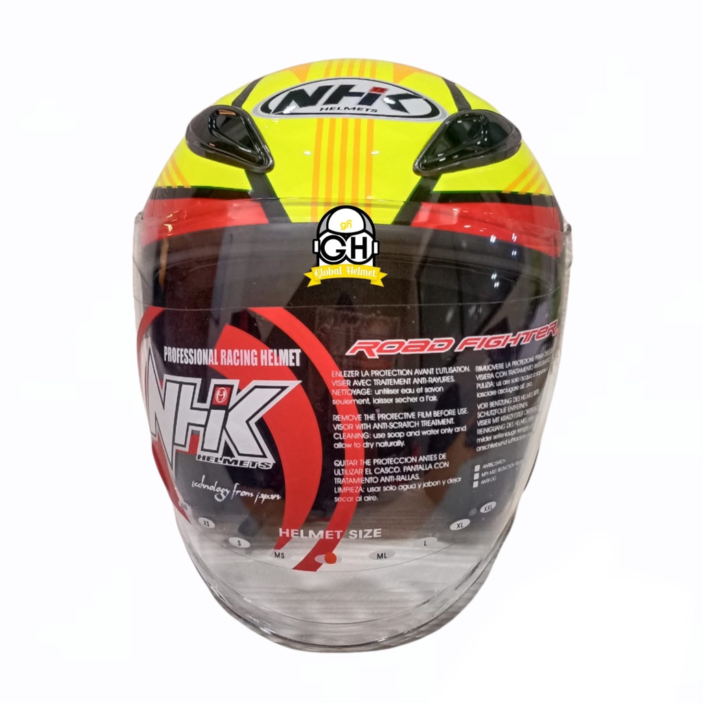 HELM NHK R6 MOTIF STARCO BLACK YELLOW RED HALF FACE NHK R6 MOTIF