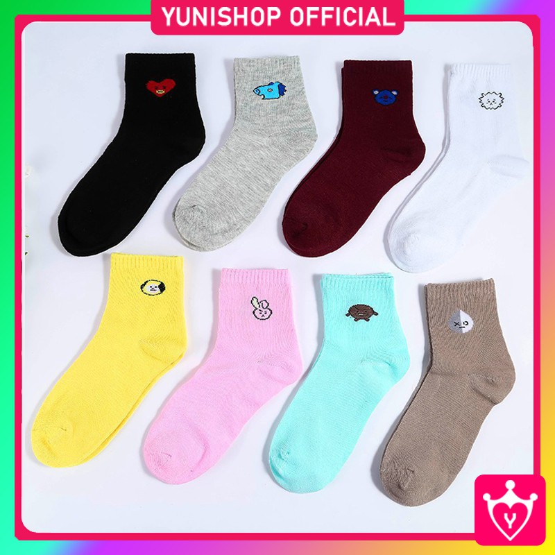 Kaos Kaki Karakter KPOP / Kaos Kaki Warna B.T.S Panjang Import Bahan Adem / TS-31