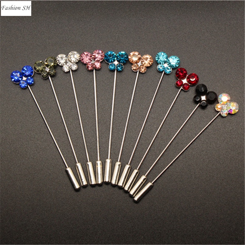 10pcs Butterfly Shaped Crystal Mixed Color Brooch Safe Simple Pin