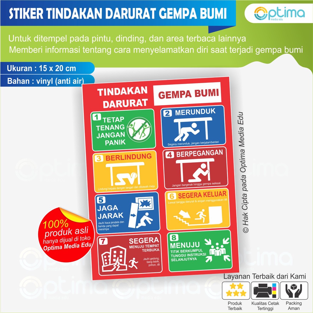 

STIKER PERINGATAN TINDAKAN DARURAT SAAT GEMPA BUMI