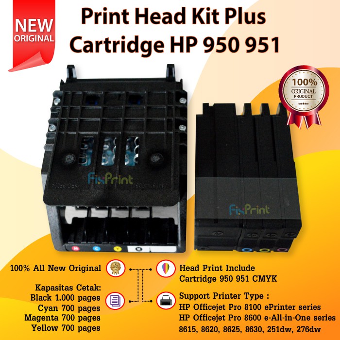 Head Kit Printer HP 8100 8600 8630 276dw 251dw Cartridge 950 951 Ori - HP Officejet 8615, 8620, 8625