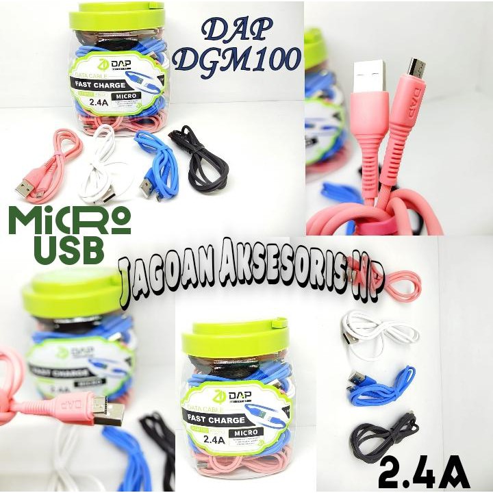 DAP DGM100 Data Cable Micro USB V8 1m 2.4A Fast Charging Kabel Casan Micro V8 Multi Color