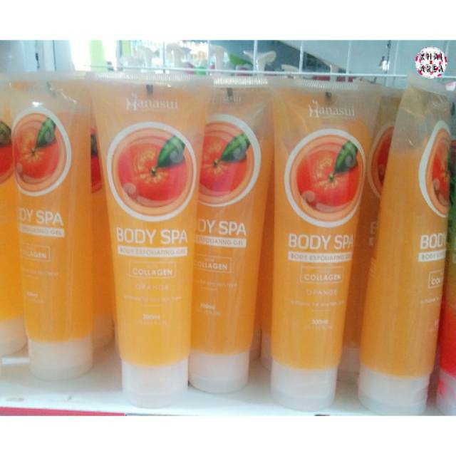 Jual HANASUI BODY SPA ORANGE EXFOLIATING GEL WITH COLLAGEN 300 ML PENGHILANG DAKI PEMUTIH BADAN