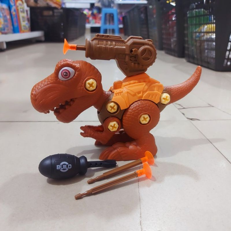 Mainan DIY Dino Bongkar Pasang Robot Dinosaurus Bisa Nembak Anak