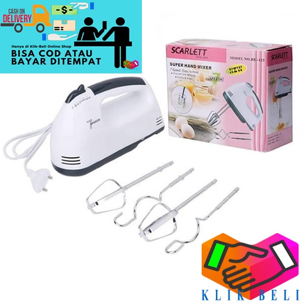 Scarlett Mixer Tangan Listrik 7 Speed Kecepatan Hand Mixer Pengocok Adonan Kue Telur