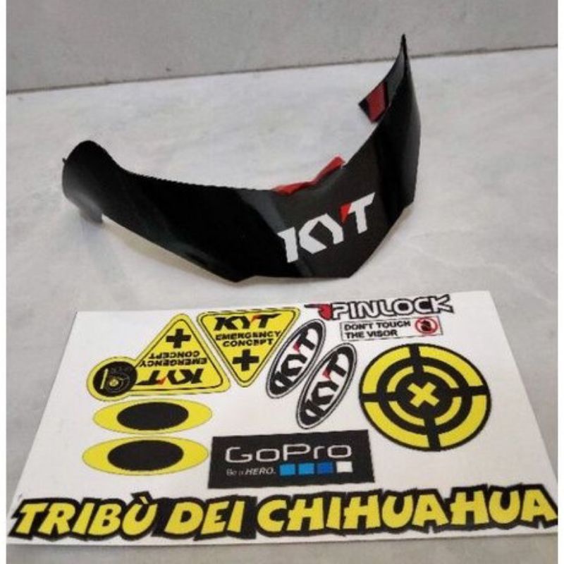 spoiler helm KYT r10 hitam glossy + stiker visor print cut KYT,