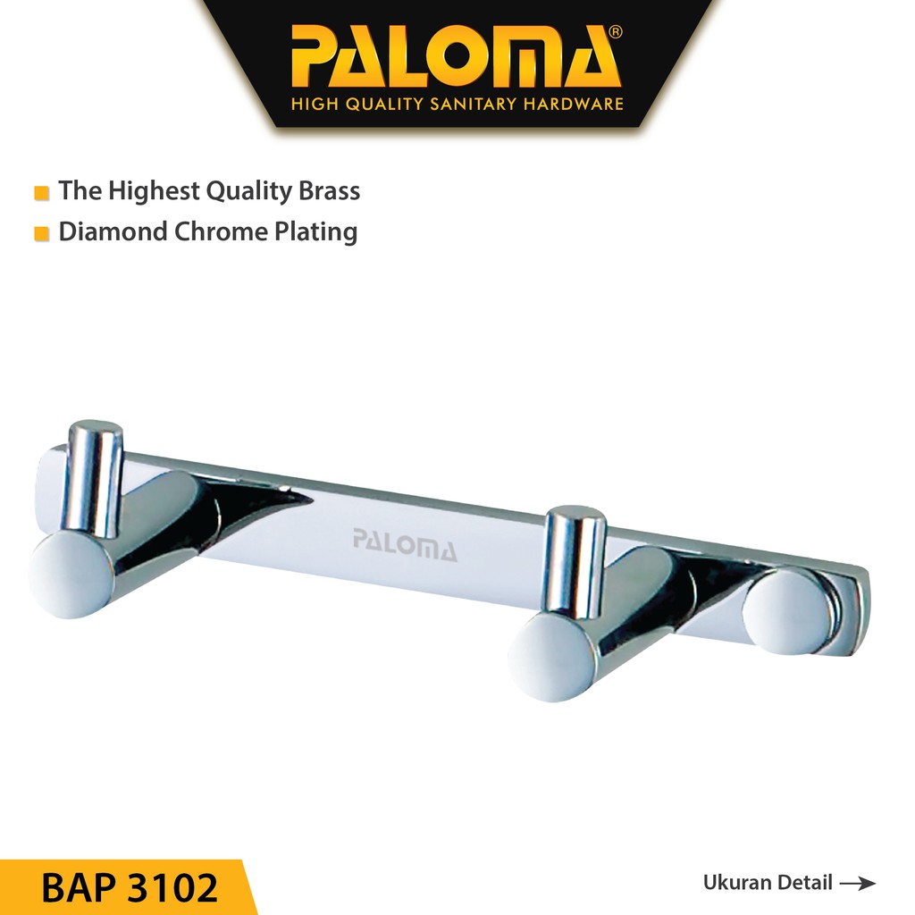 PALOMA BAP 3102 Kapstok Gantungan Baju Handuk Rak Hanger Mandi 2 Kait