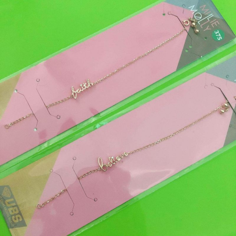 Gelang serut linea wish "Faith, Believe, Hope" kadar 375 UBS