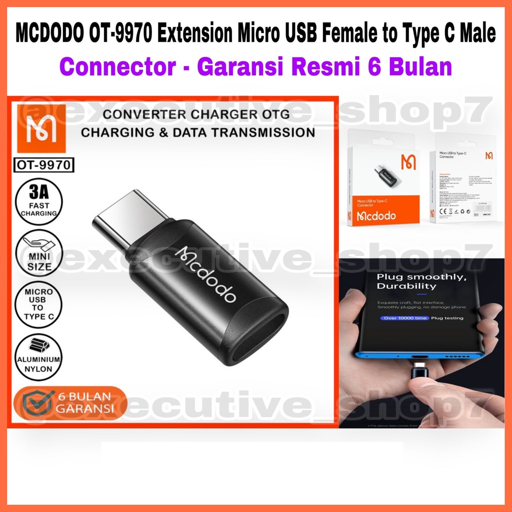 MCDODO OT-9970 Extension Micro USB Female to Type C Male - Connector - Garansi Resmi 6 Bulan