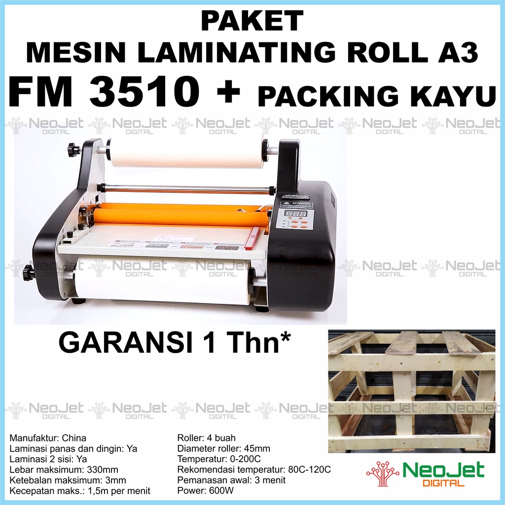 

Mesin laminating roll A3 FM 3510 Laminasi FM3510 Kertas Doff Glossy Laminator