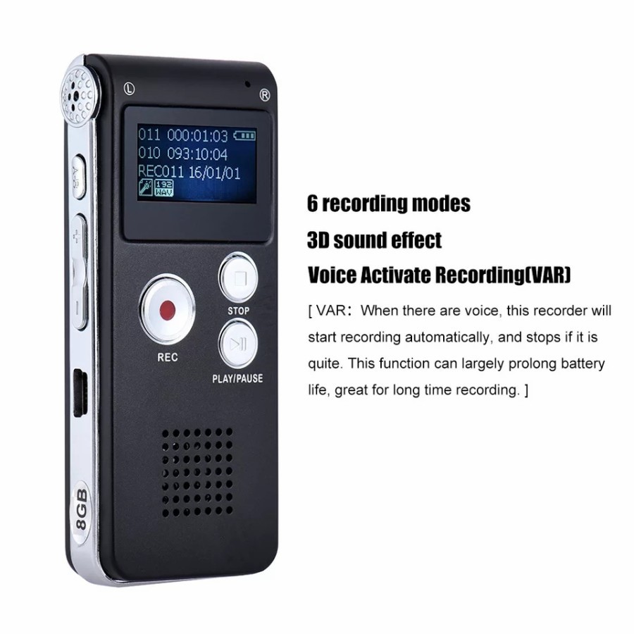 NA - Alat Perekam Suara Digital Voice Recorder Mini Mp3 Player 8Gb DR01