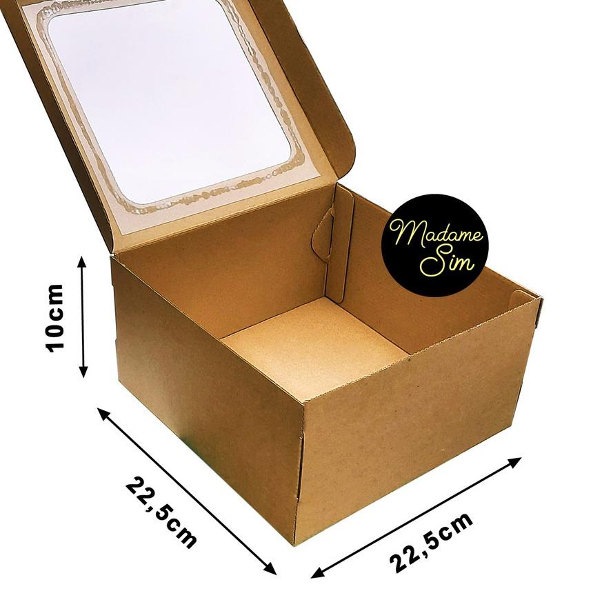 

◄ KOTAK KUE - CAKE BOX 22 x 22 x 10 CM - COKLAT + JENDELA (ISI 10 PCS) ➤