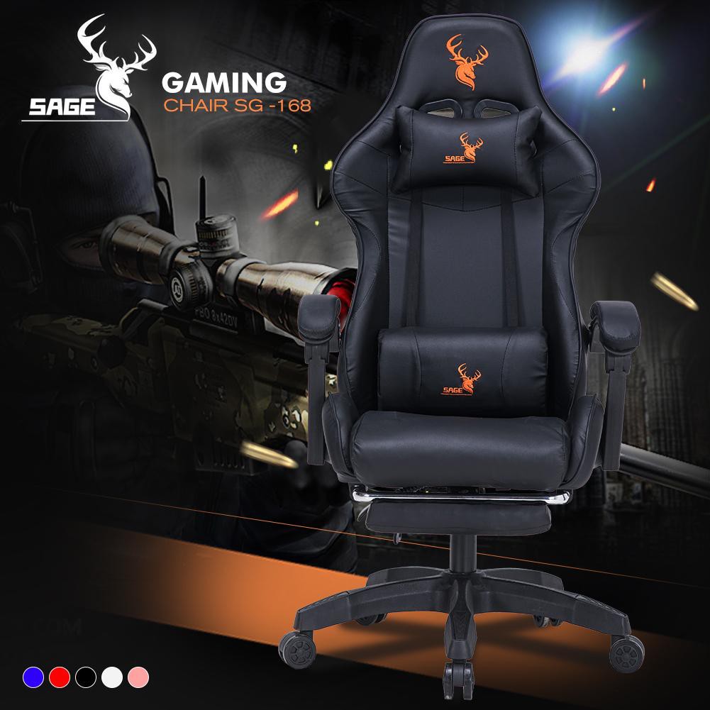 GAMING CHAIR SAGE SG-168 WITH FOOTREST KURSI GAMING