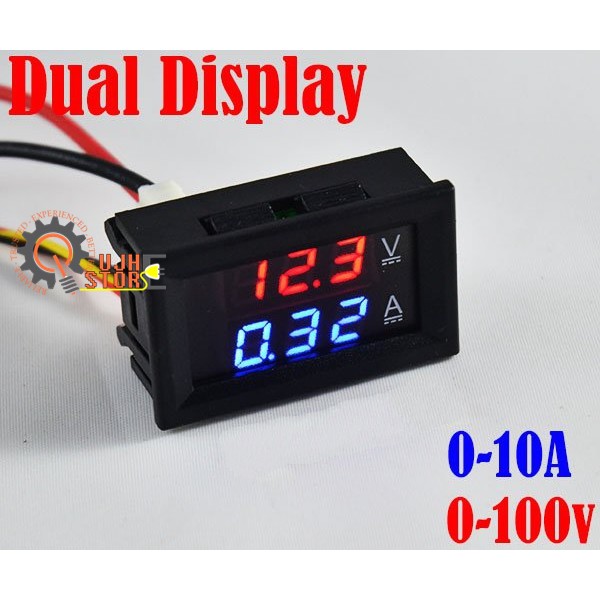 Dual Display Amperemeter + Voltmeter Digital 0-100V 0-10A Dual Ammeter