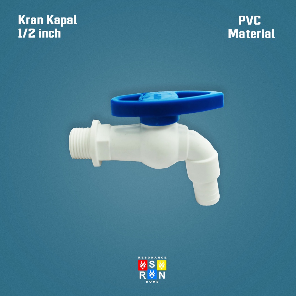 Kran Air PVC Kapal 1/2 Inci Keran Tembok Kamar Mandi Resonance Home