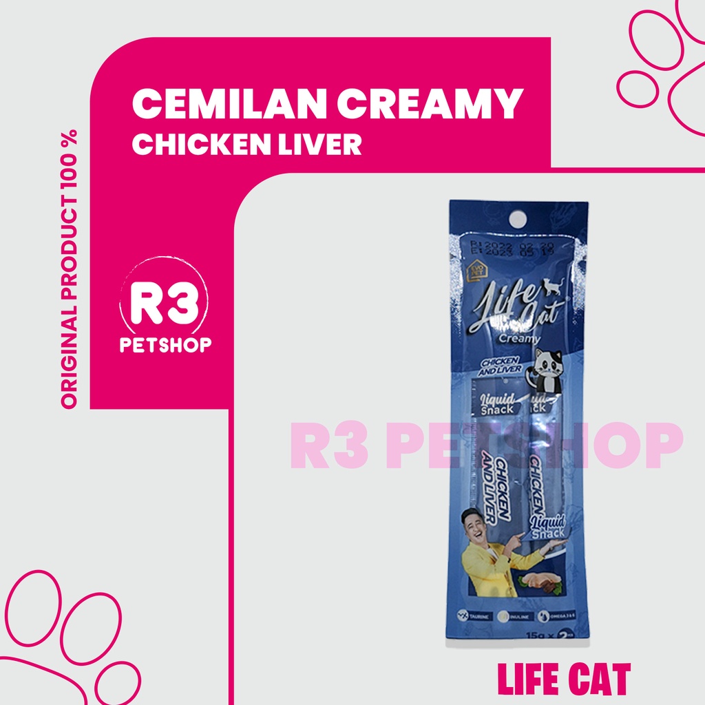 Cemilan Snack Kucing Adult &amp; Kitten Life Cat Creamy Treats 30gr  2 X 15gr Cair