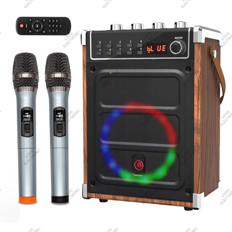 Speaker Portable Aktif Bluetooth Yamada YMD-69BT TWS System + 2 Mic Wireless with display Premium Quality ( Bahan Full Kayu Kualitas Premium )