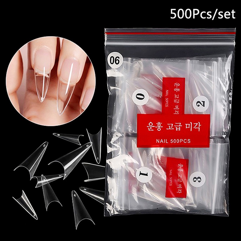 [FULL] 500Pcs False Acrylic Round Nails Art Tips UV Fake Nail Manicure Tools