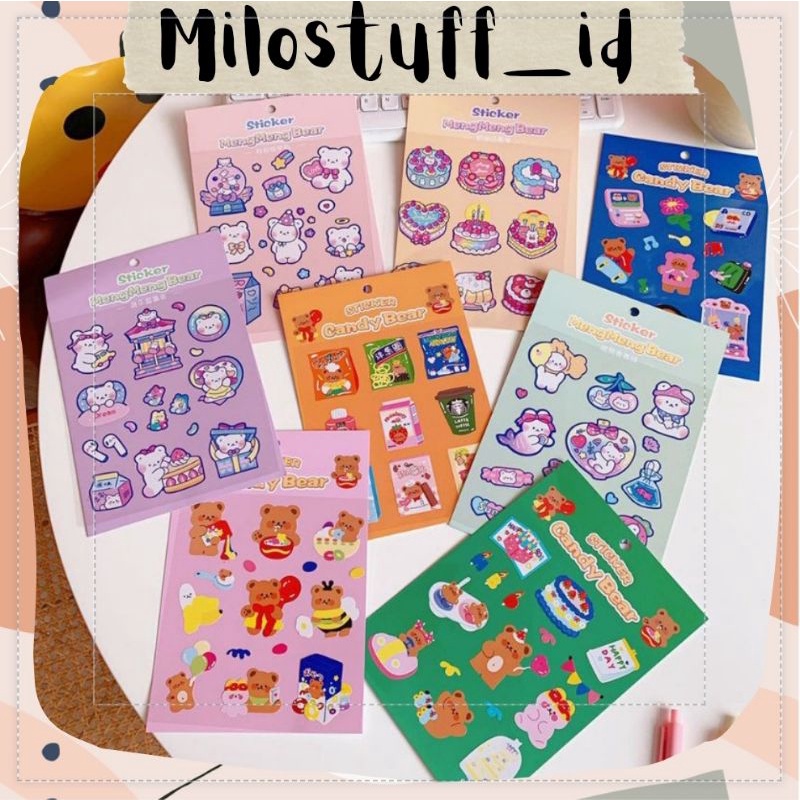 

[MILOSTUFF_ID] Sticker Dekorasi Motif Kartun Beruang Lucu Untuk Jurnal DIY Planner--MS0107