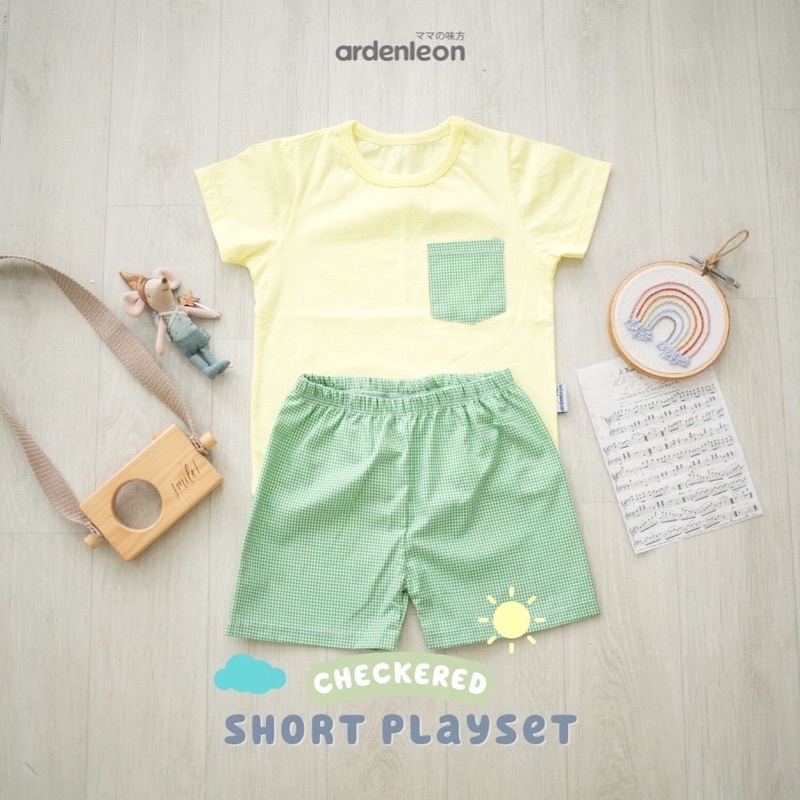 ArdenLeon  SHORT PLAYSET CHECKERED 3L4L5L / Arden Leon Setelan Kaos Celana Pendek Kotak-Kotak