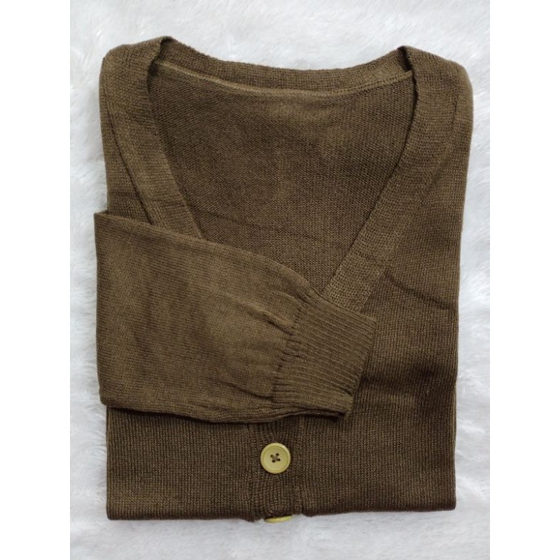 Long Cardy Kancing 3//Cardigan Saku//Cardigan Rajut Oversize-BRONZE