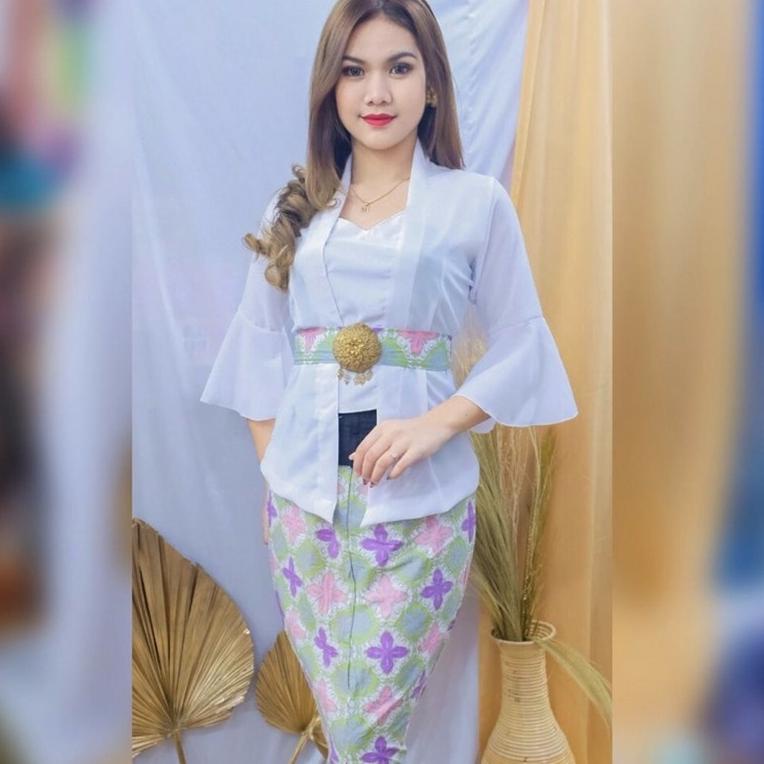 Restok (kebaya saja) Baju Atasan kebaya bali wanita anak perempuan modern brukat jumbo rumbai moscre