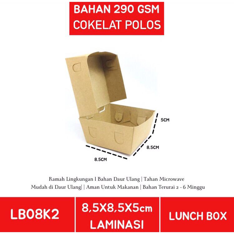 Paper Lunch Box XS Lunch Box Size XS Lunchbox (LB8K2-8.5x8.5x5 Cm)