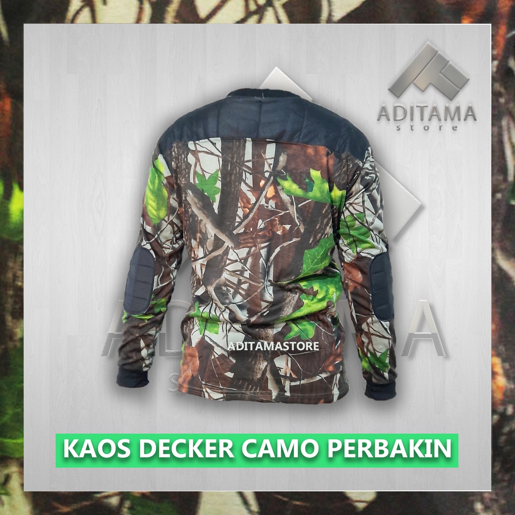 BAJU KAOS DECKER LORENG KAMUFLASE CAMO PERBAKIN HUNTING BERBURU