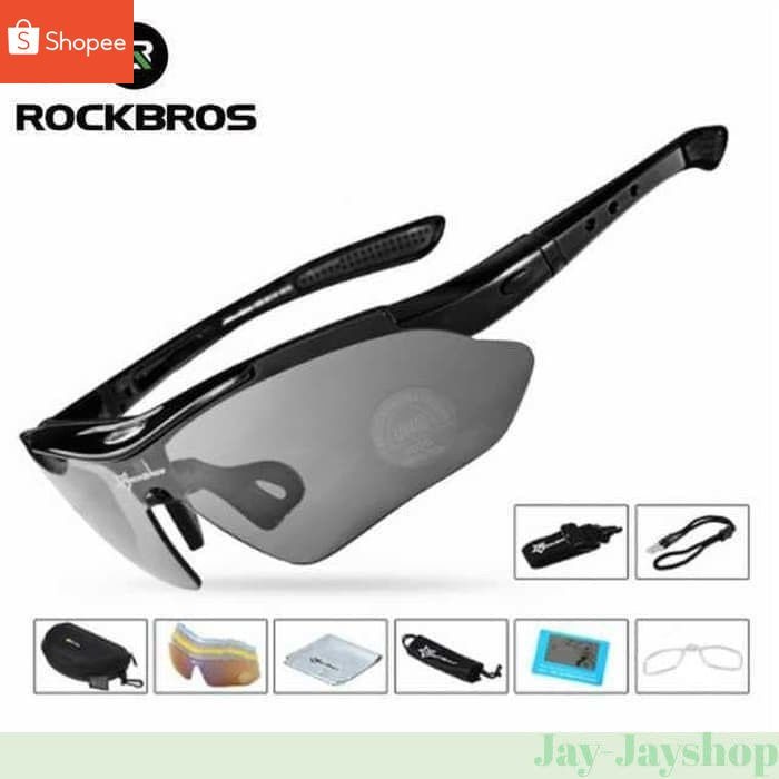 Kacamata Sepeda Rockbros Polarized Dengan 5 Lensa Myopia Adjustable