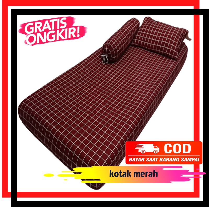 Sprei Single 100x200x20 Aesthetic Monochrome Kotak Hitam dan Kotak putih Sprei sudut karet