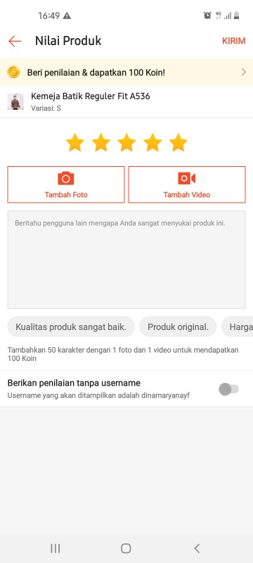 Kemeja Batik Reguler Fit A536