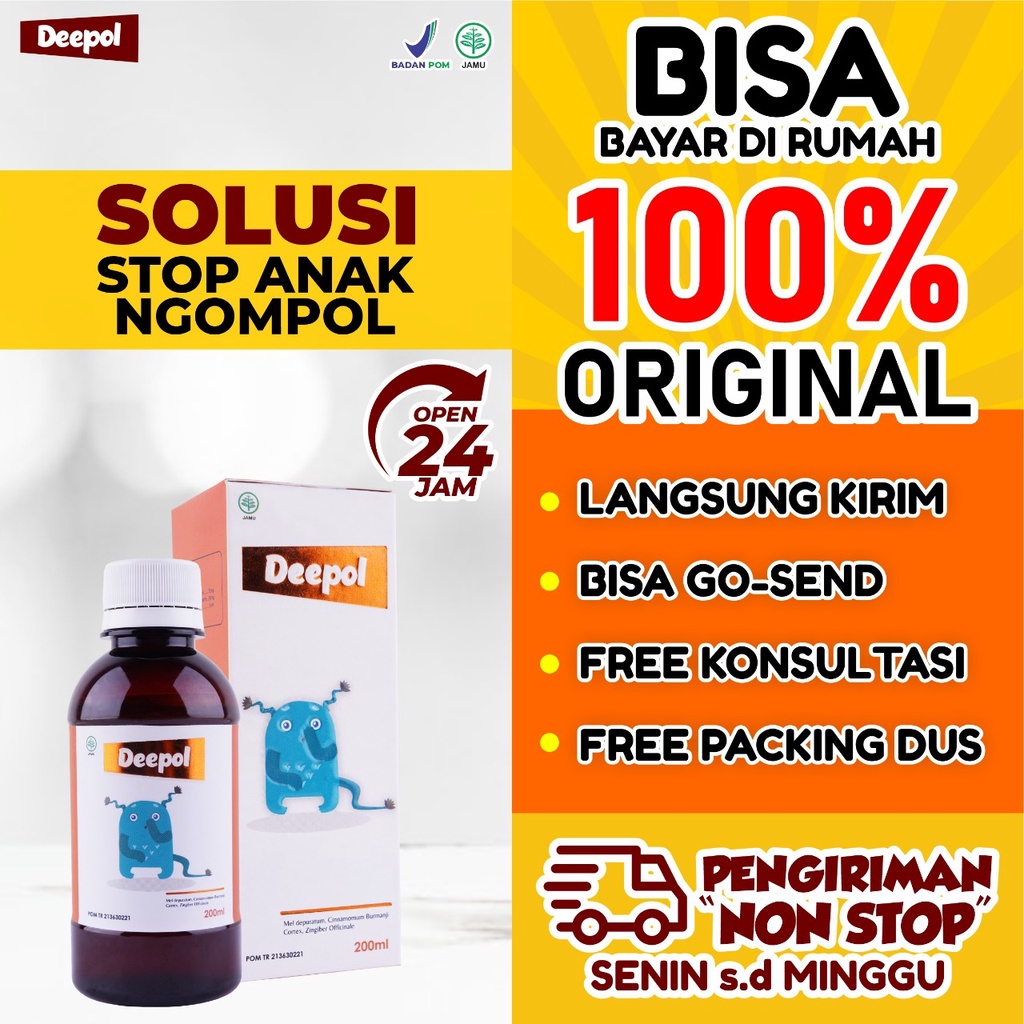 Original Deepol - Madu Solusi Anak Bebas Ngompol Atasi Sembelit &amp; Perut Kembung Perlancar Saluran Pencernaan Anak Isi 200ml