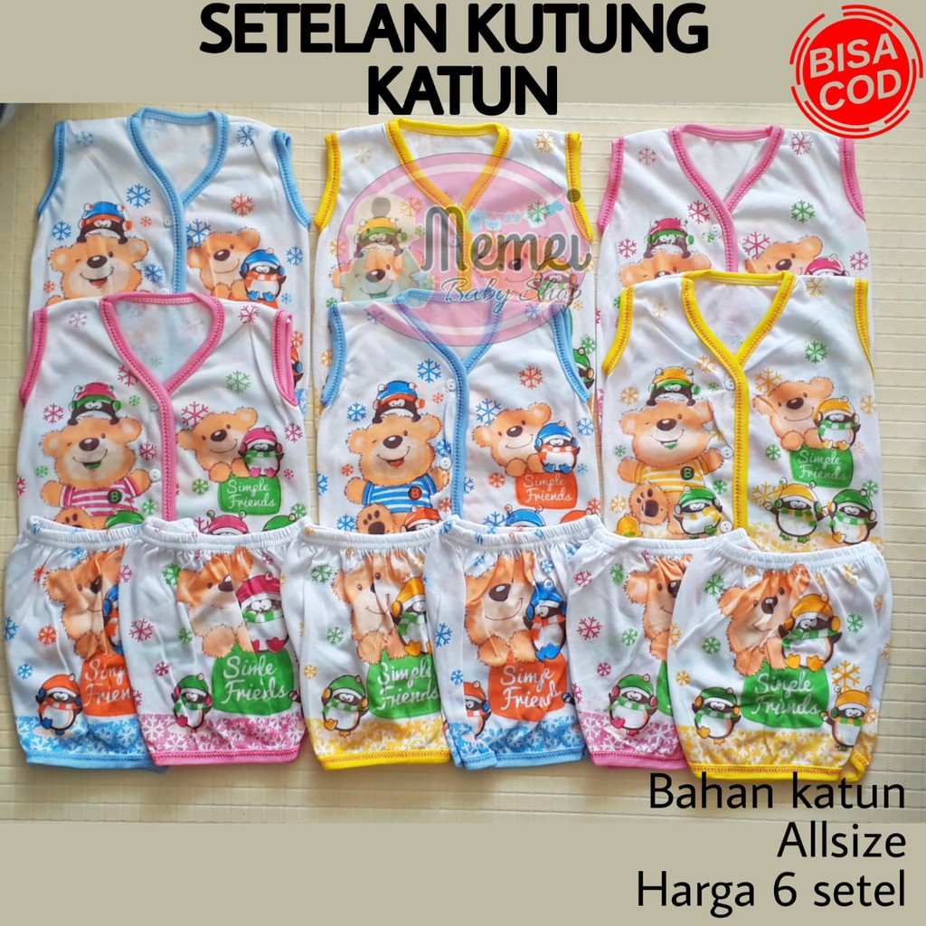 1 LUSIN (12 set) Setelan bayi tanpa lengan KATUN harga GROSIR