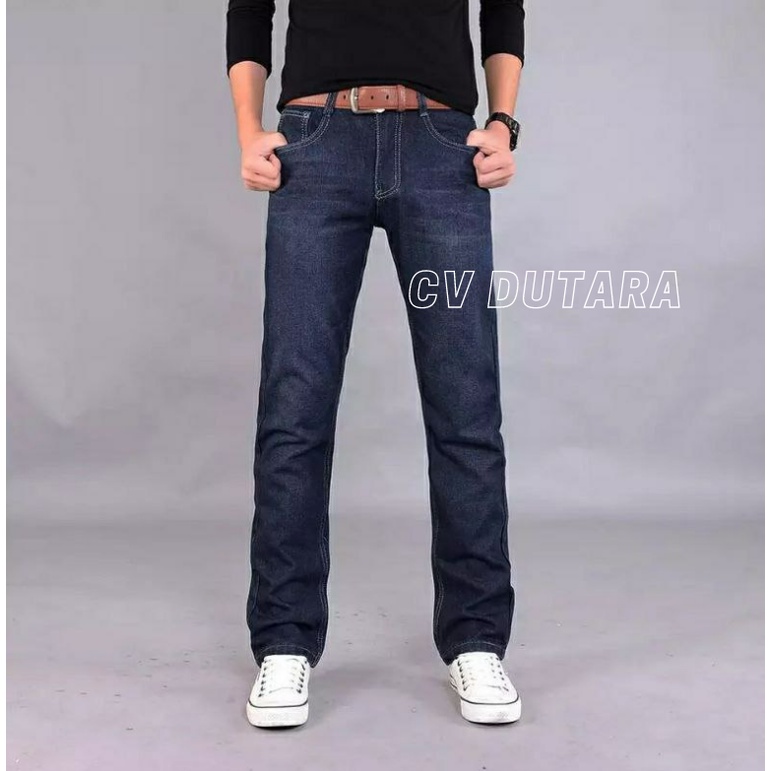 JEANS PRIA STANDART CELANA PANJANG STANDAR LAKI REGULER FIT BIRU DONGKER GARMENT BIRULAUT BIRU LANGI