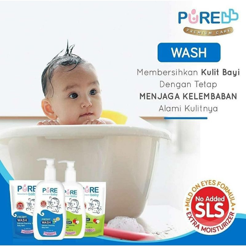 PURE BB Baby Wash Refill 450ml | Sabun Mandi Bayi | Baby Wash Purebaby