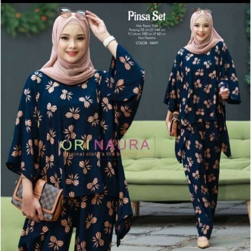 One Set Jumbo Waka Waka Pinsa Setelan Wanita Tie Dye Rayon Premium Set Celana Panjang Bigsize LD 130